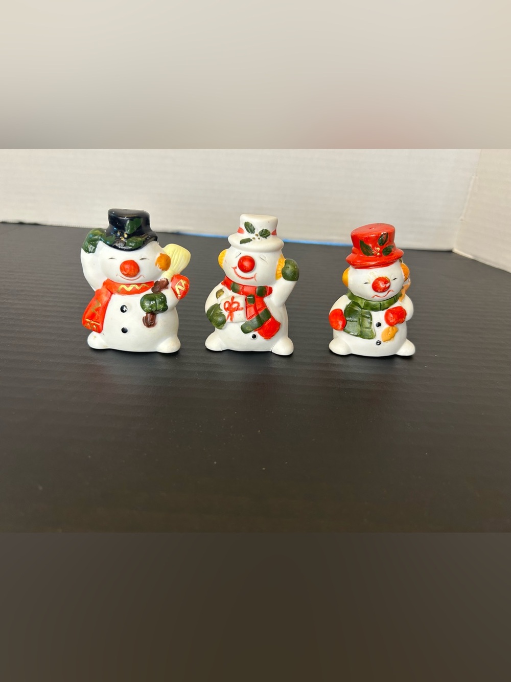 Vintage 1980’s Christmas Around the World Snowman Ornaments Set of 3 READ